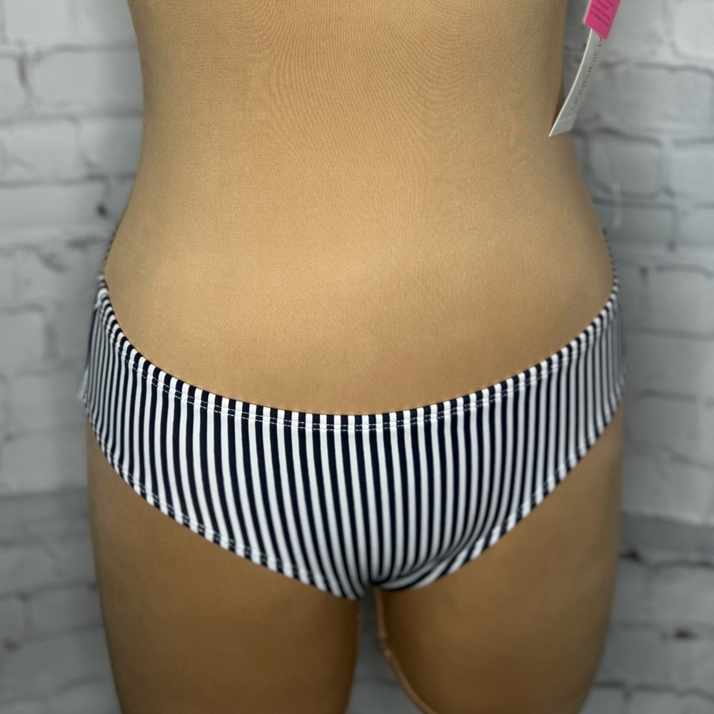 Xhilaration  Ruched Black And White Stripe Cheeky Bikini Bottoms Small